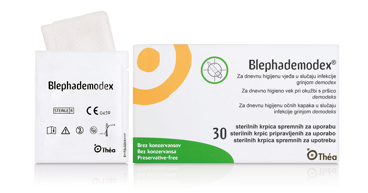 srbeče veke lahko omilijo krpice Blephademodex